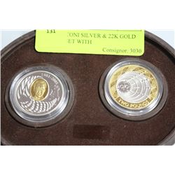 2001 MARCONI SILVER & 22K GOLD & PROOF SET WITH