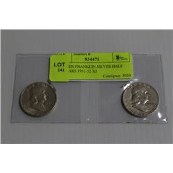 U.S. BEN FRANKLIN SILVER HALF DOLLARS 1951-52 X2
