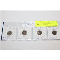 GEORGE V SILVER NICKLS 1916-17-18-19 X4