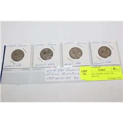 WWII ERA GEORGE VI SILVER QUARTERS X4