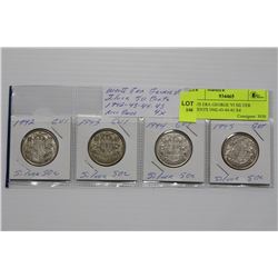 WWII ERA GEORGE VI SILVER 50CENTS 1942-43-44-45 X4