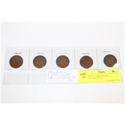 GEORGE V LARGE CENTS 1916-17-18-19-20 X5