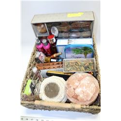 BOX WITH LIGHTUP CRYSTAL ROCK BOWL W/ ROCK CRYSTAL