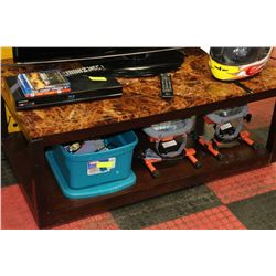 FAUX MARBLE TOP WOOD FRAME COFFEE TABLE