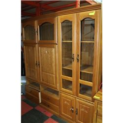 2 PIECE OAK FINISH WALL UNIT