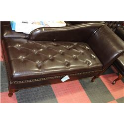 NEW BROWN LEATHERETTE STORAGE CHAISE LOUNGE CHAIR