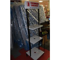 TECUMSEH 3-TIERED METAL SHELVING UNIT ON WHEELS