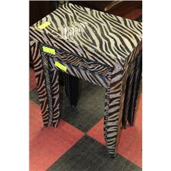 THREE PIECE ZEBRA PRINT NESTING TABLE SET