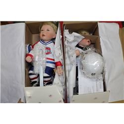 PENQUINS VS. CANADIANS PORCELIAN BABY DOLL X 2