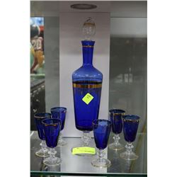 ESTATE BLUE GLASS DECANTER SET