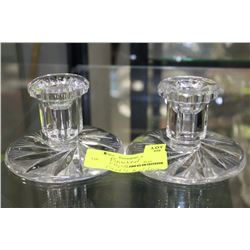 PAIR OF PINWHEEL CRYSTAL CANDLE HOLDERS