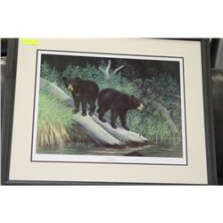 DUCKS UNLIMITED FRAMED & SIGNED  "DOUBLE TROUBLE"