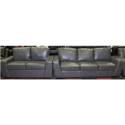 NEW GREY LEATHERETTE SOFA W TWO LOVE SEATS