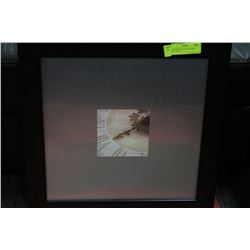 DARK BROWN WOOD FRAMED PICTURE OF