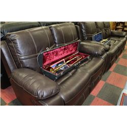 NEW BROWN LEATHERETTE RECLINING SOFA W LOVE SEAT