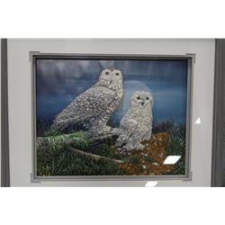 FRAMED TEXTURED OWL SHADOW BOX