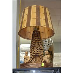 WOOD CARVED LAMP