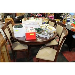 WALNUT DINING TABLE WITH LEAF & 6 CHAIRS