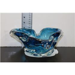 BLUE ART GLASS DISH
