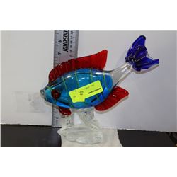 BLUE AND RED ART GLASS FISH