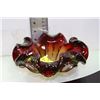 Image 1 : GREEN AND RED ART GLASS ASHTRAY/DISH