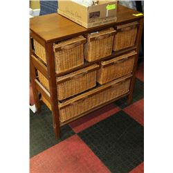 SHELF WITH WICKER BASKETS