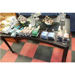 NEW WOOD TONE AND GLASS KITCHEN TABLE (GLASS