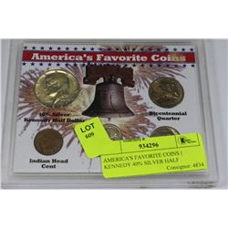 AMERICA'S FAVORITE COINS ( KENNEDY 40% SILVER HALF