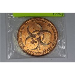 1 OUNCE .999 FINE COPPER "ZOMBUCKS" COIN