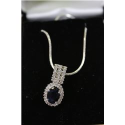 925 SILVER GENUINE SAPPHIRE NECKLACE