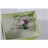 Image 1 : 925 SILVER RUBY AND EMERALD RING