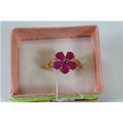 GOLD PLATED RUBY RING SZ 8.5