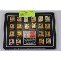 TRAY OF 19, 1988 OLYMPIC EVENT COCA-COLA PINS