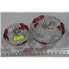 Image 1 : PAIR OF ESTATE CLEAR AND PINK GLASS FLOWER BOWLS