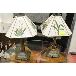 PAIR OF TABLE LAMPS WITH HANDPAINTED FLOWERS