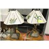 Image 1 : PAIR OF TABLE LAMPS WITH HANDPAINTED FLOWERS