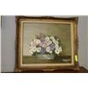 Image 1 : ESTATE GOLD TONE FRAMED FLOWER OIL ON CANVAS