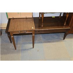 WOOD COFFEE TABLE WITH MISMATCHED END TABLE
