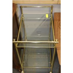 ESTATE BRASS TONE CART W SHELVES