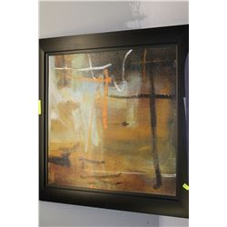 DARK BROWN WOOD FRAMED ABSTRACT