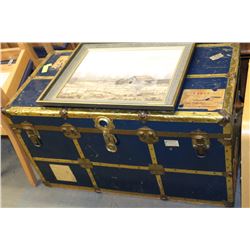 ANTIQUE ESTATE BLUE STEAMER TRUNK