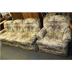 FABRIC FLORAL SOFA W CHAIR