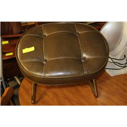 VINTAGE BROWN LEATHER ADJUSTABLE STOOL