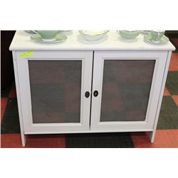 LARGE WHITE/ WOODEN ELECTRONICS STORAGE UNIT