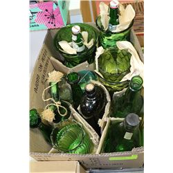 BOX OF GREEN GLASS