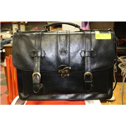 GENUINE BLACK LEATHER BRIEFCASE