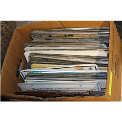 BOX WITH ASSORTED LICENSE PLATES