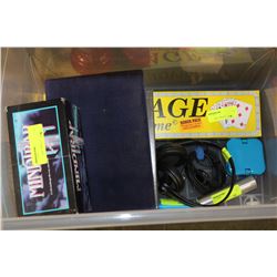 BOX OF BOARD GAMES AND SMALL ELECTRONICS