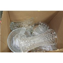 ESTATE BOX OF CRYSTAL AND GLASS VASES/ BOWLS ETC