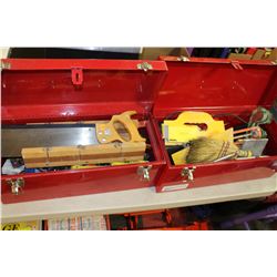 RED METAL TOOL BOX WITH CONTENTS X2